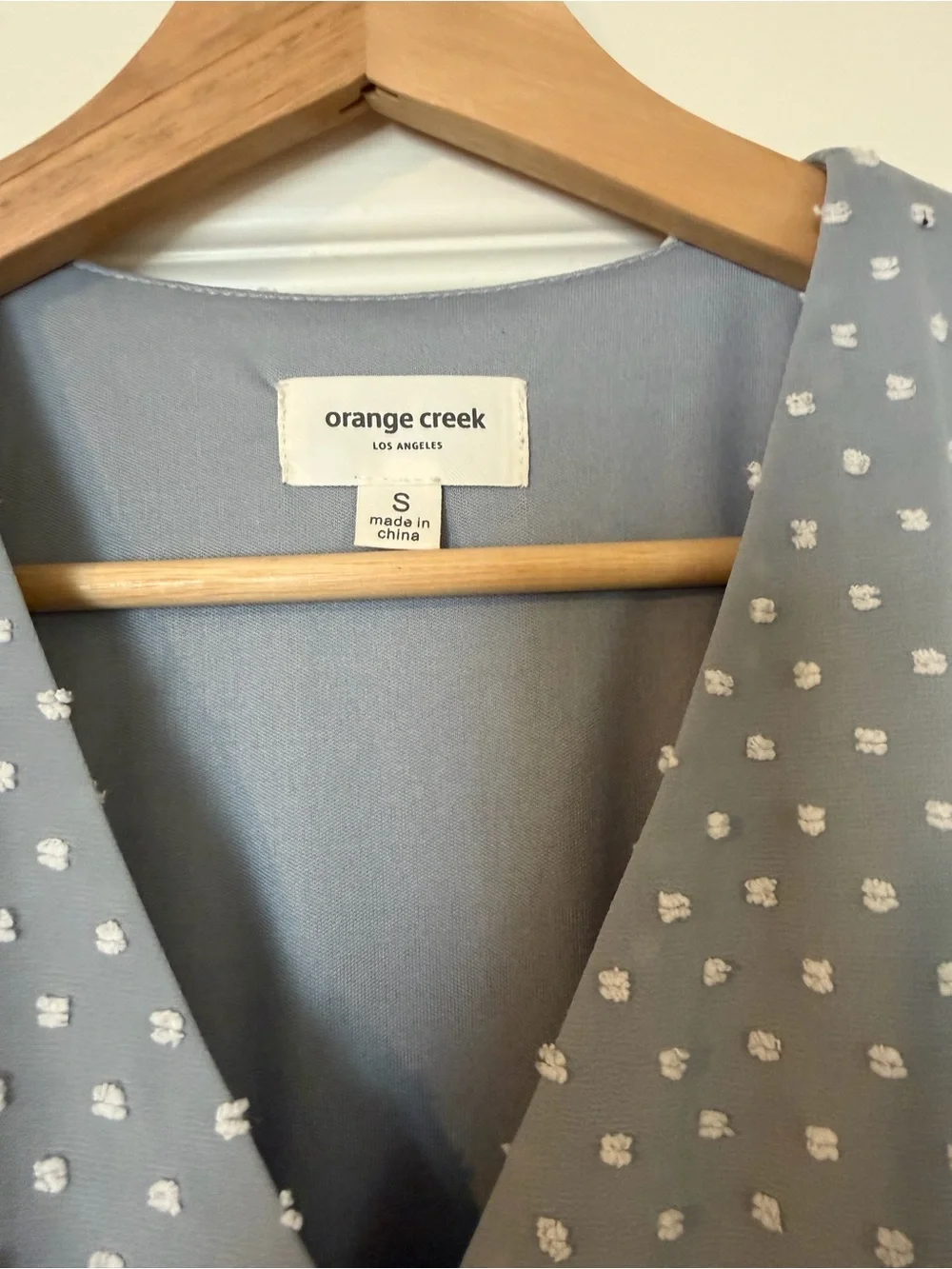 orange creek Blue Polka Dot Wrap Midi Dress